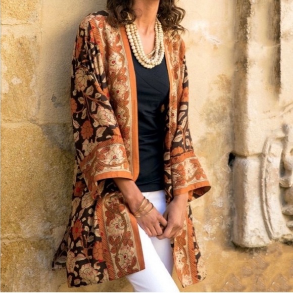 Soft Surroundings Sweaters - Soft Surroundings Autumn Floral Long Kimono Cardigan 1X